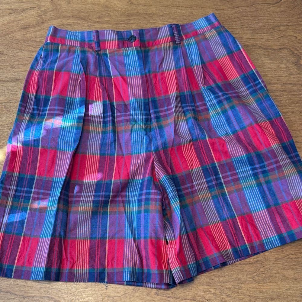 Talbots Multicolor Plaid Cotton Shorts